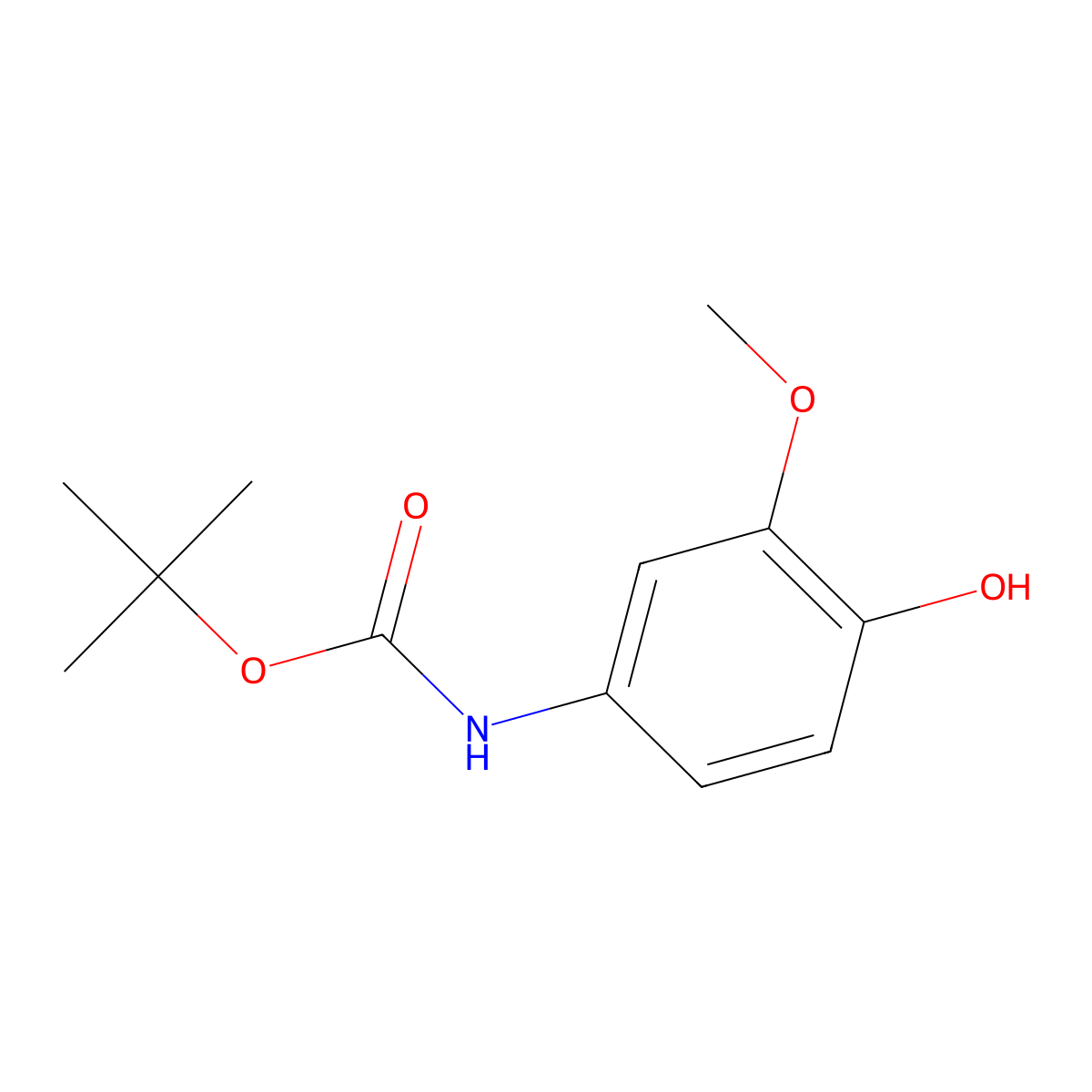tert-Butyl (4-hydroxy-3-methoxyphenyl)carbamate molecular structure, CAS 229028-72-2