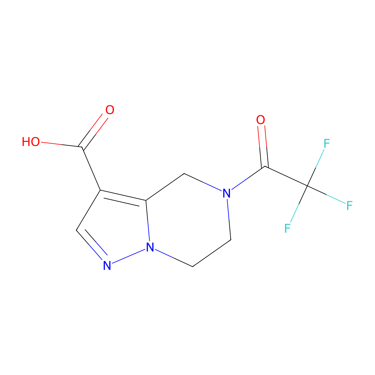 5-(trifluoroacetyl)-4H,5H,6H,7H-pyrazolo[1,5-a]pyrazine-3-carboxylic acid molecular structure, CAS 2290388-75-7