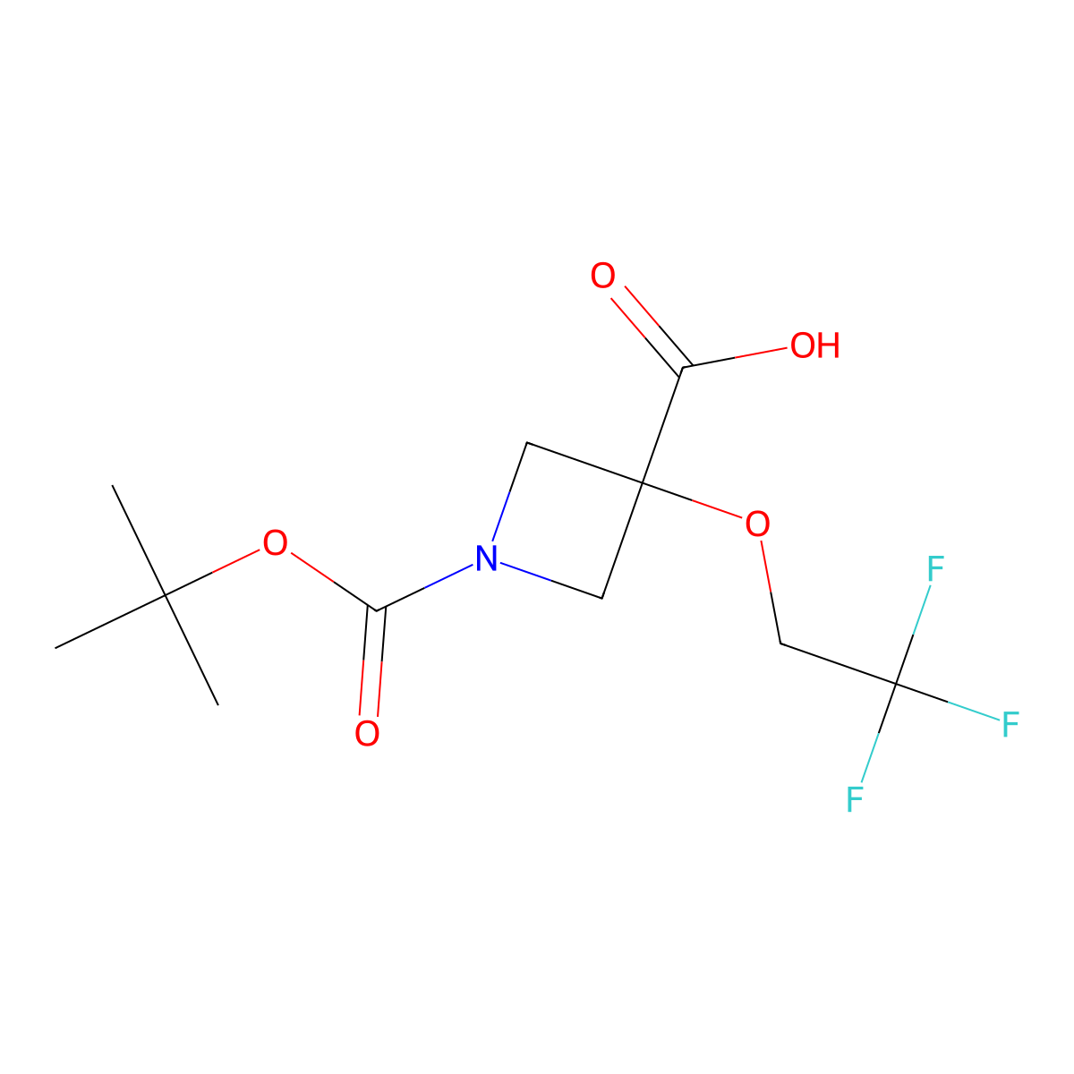 1-[(Tert-butoxy)carbonyl]-3-(2,2,2-trifluoroethoxy)azetidine-3-carboxylic acid molecular structure, CAS 2290432-22-1