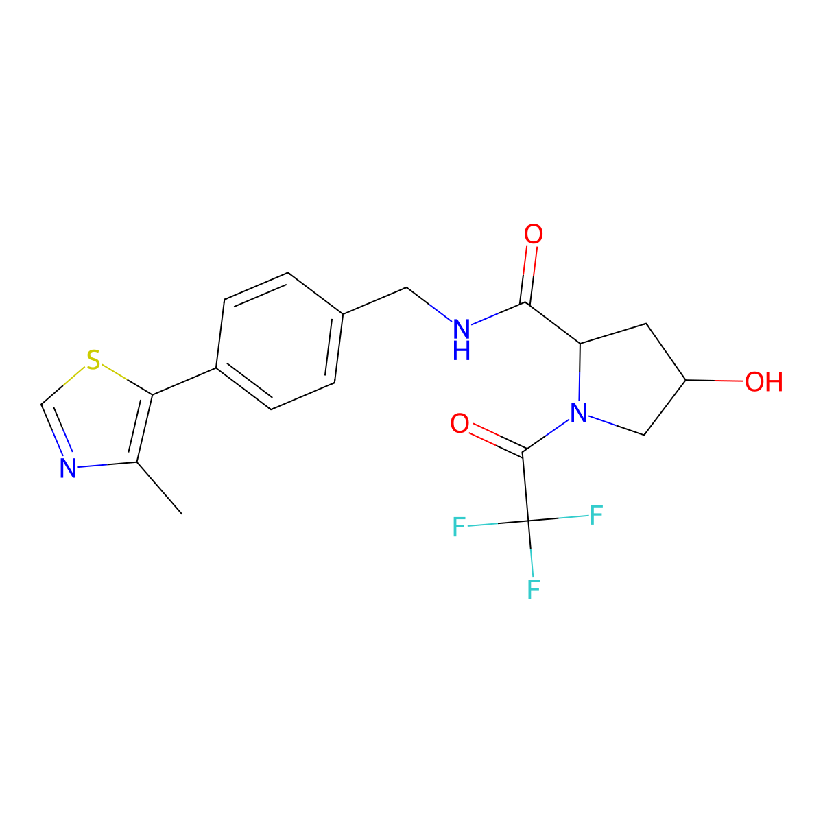 (2S,4R)-4-hydroxy-N-{[4-(4-methyl-1,3-thiazol-5-yl)phenyl]methyl}-1-(2,2,2-trifluoroacetyl)pyrrolidine-2-carboxamide molecular structure, CAS 2290526-29-1