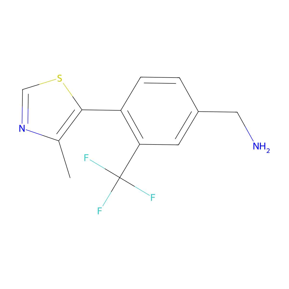 1-[4-(4-Methyl-1,3-thiazol-5-yl)-3-(trifluoromethyl)phenyl]methanamine molecular structure, CAS 2290526-44-0