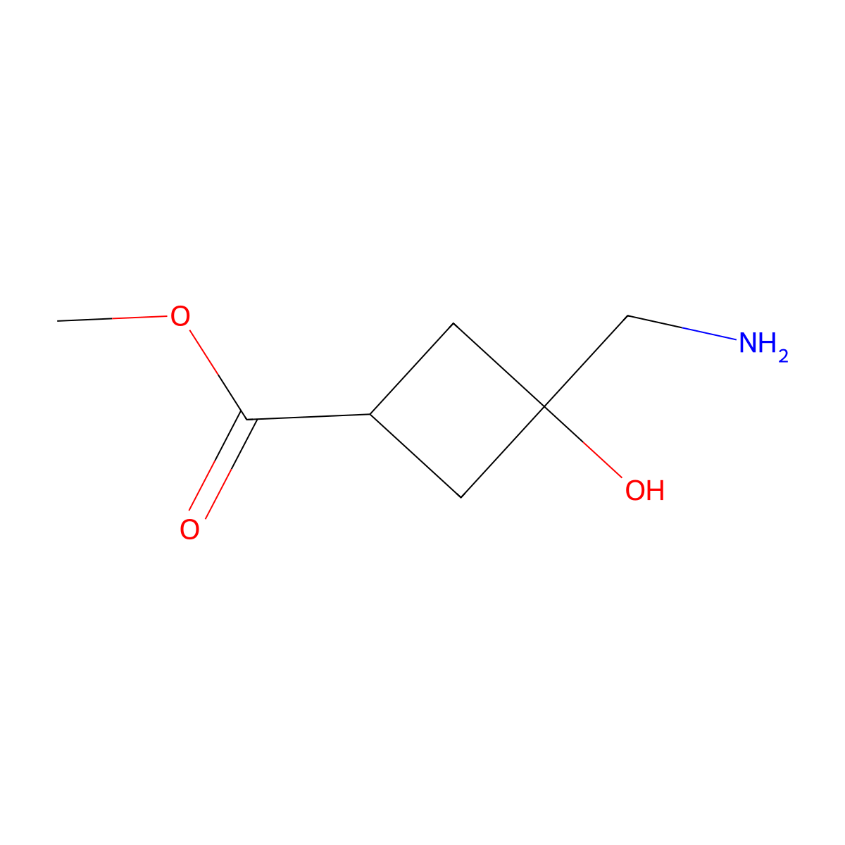 Methyl 3-(aminomethyl)-3-hydroxycyclobutane-1-carboxylate molecular structure, CAS 2290598-66-0