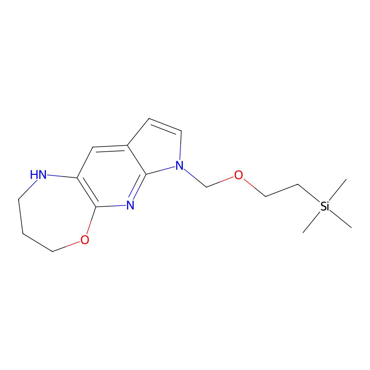 Trimethyl-[2-(14-oxa-2,4,10-triazatricyclo[7.5.0.0(3)]tetradeca-1,3(7),5,8-tetraen-4-ylmethoxy)ethyl]silane molecular structure, CAS 2290611-49-1