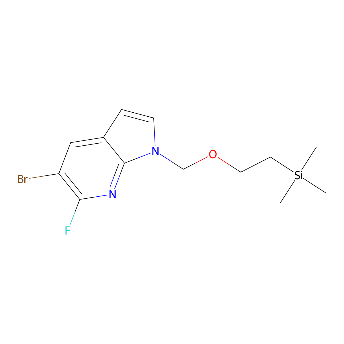 5-bromo-6-fluoro-1-((2-(trimethylsilyl)ethoxy)methyl)-1H-pyrrolo[2,3-b]pyridine molecular structure, CAS 2290611-50-4