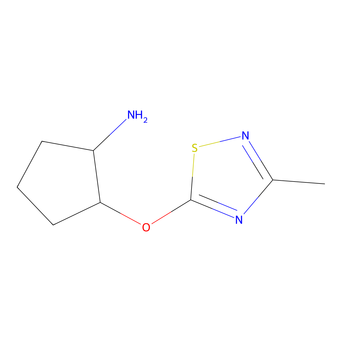 (1R,2R)-2-[(3-methyl-1,2,4-thiadiazol-5-yl)oxy]cyclopentan-1-amine molecular structure, CAS 2290670-78-7