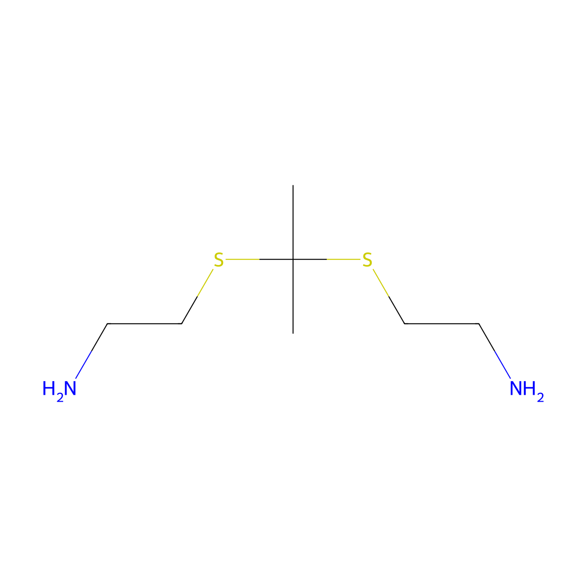 2,2'-((1-Methylethylidene)bis(thio))bis(ethanamine) molecular structure, CAS 22907-30-8