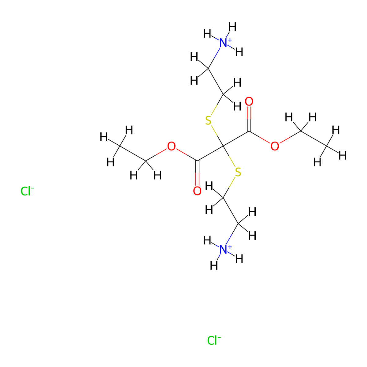 Malonic acid, bis((2-aminoethyl)thio)-, diethyl ester, dihydrochloride molecular structure, CAS 22907-49-9