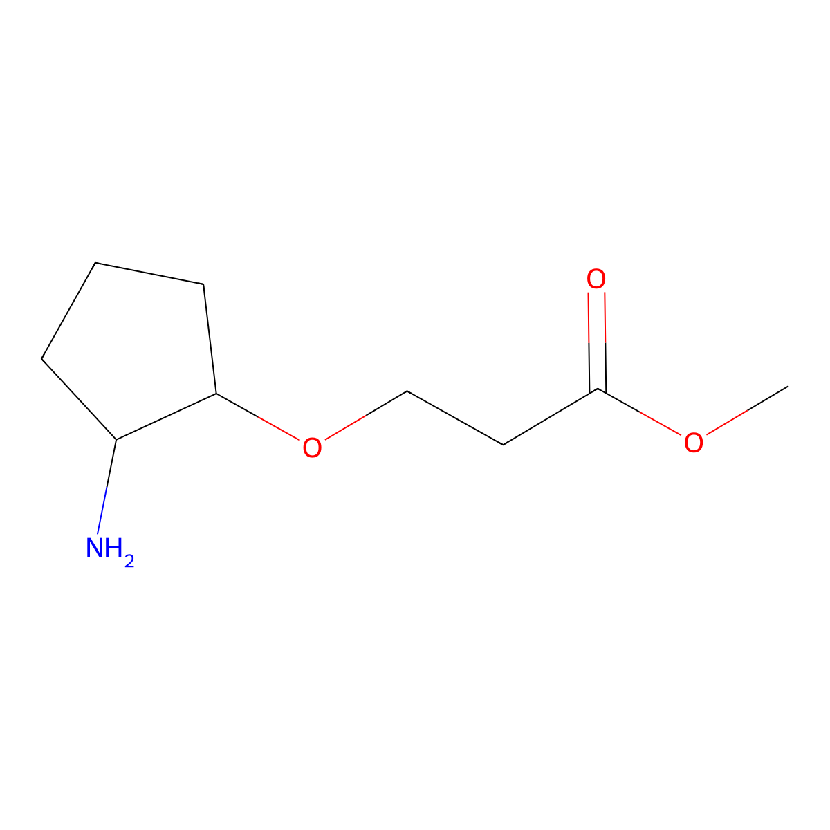 rac-methyl 3-{[(1R,2R)-2-aminocyclopentyl]oxy}propanoate molecular structure, CAS 2290705-98-3