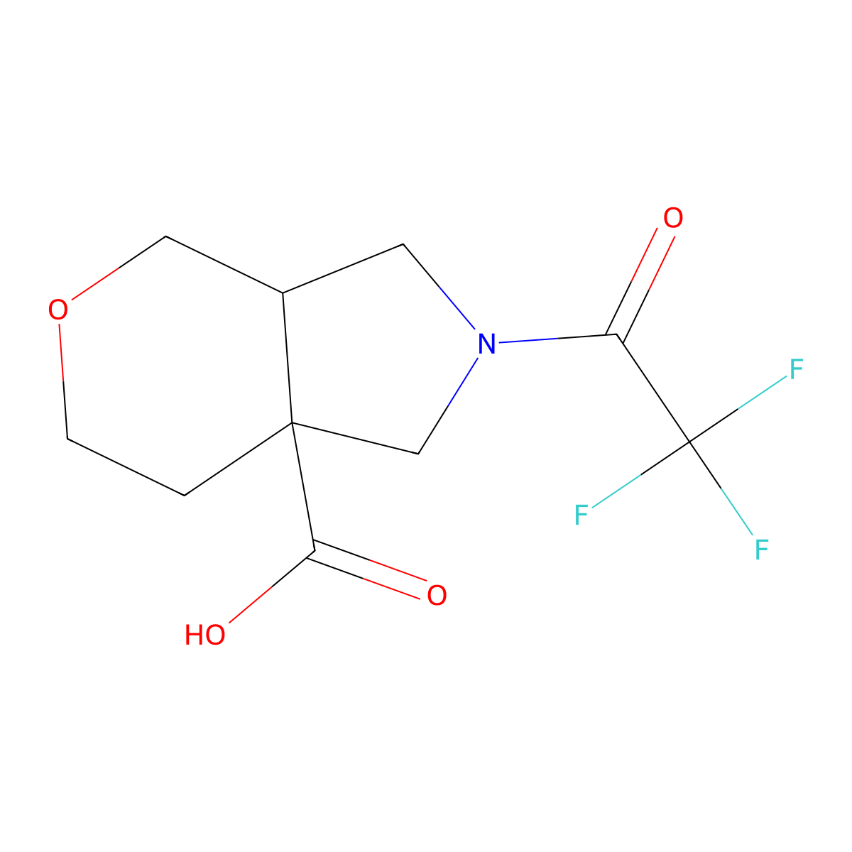 rac-(3aR,7aR)-2-(trifluoroacetyl)-octahydropyrano[3,4-c]pyrrole-7a-carboxylic acid molecular structure, CAS 2290746-29-9