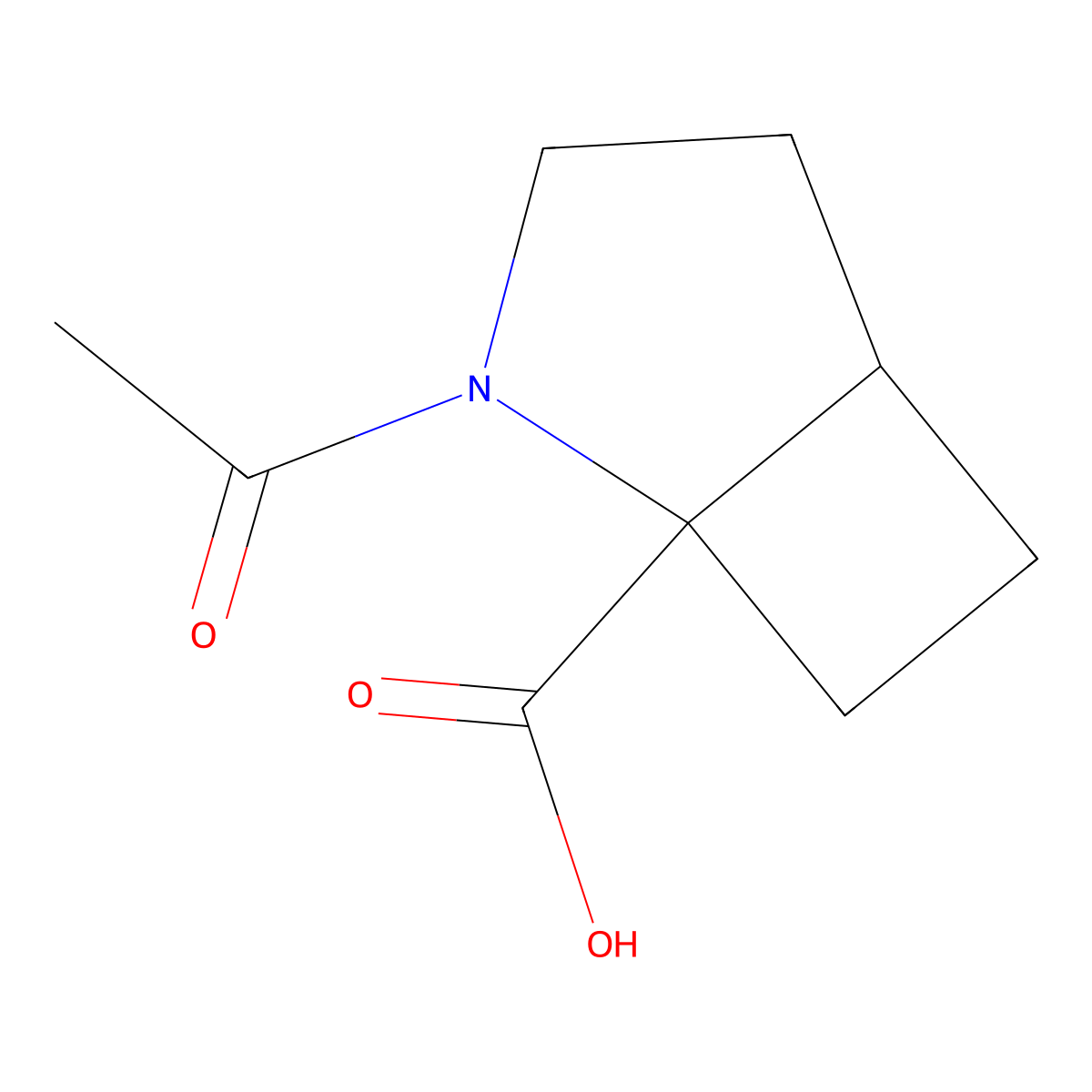 rac-(1R,5R)-2-acetyl-2-azabicyclo[3.2.0]heptane-1-carboxylic acid molecular structure, CAS 2290763-13-0