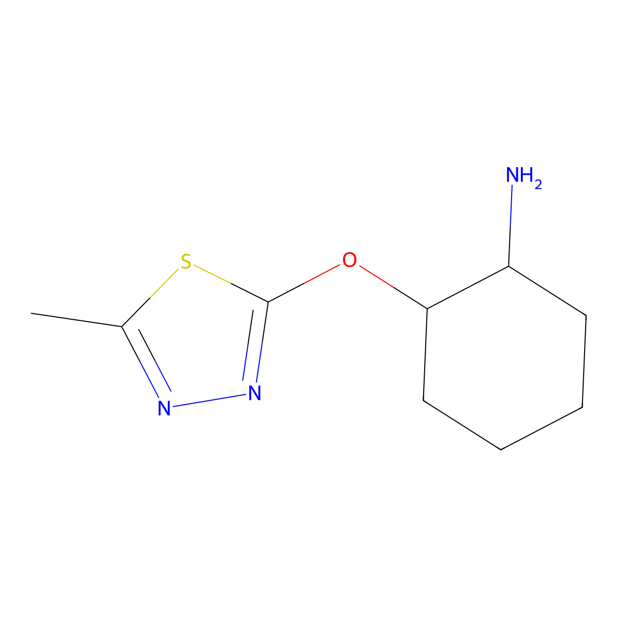 (1R,2R)-2-[(5-Methyl-1,3,4-thiadiazol-2-yl)oxy]cyclohexan-1-amine molecular structure, CAS 2290821-44-0
