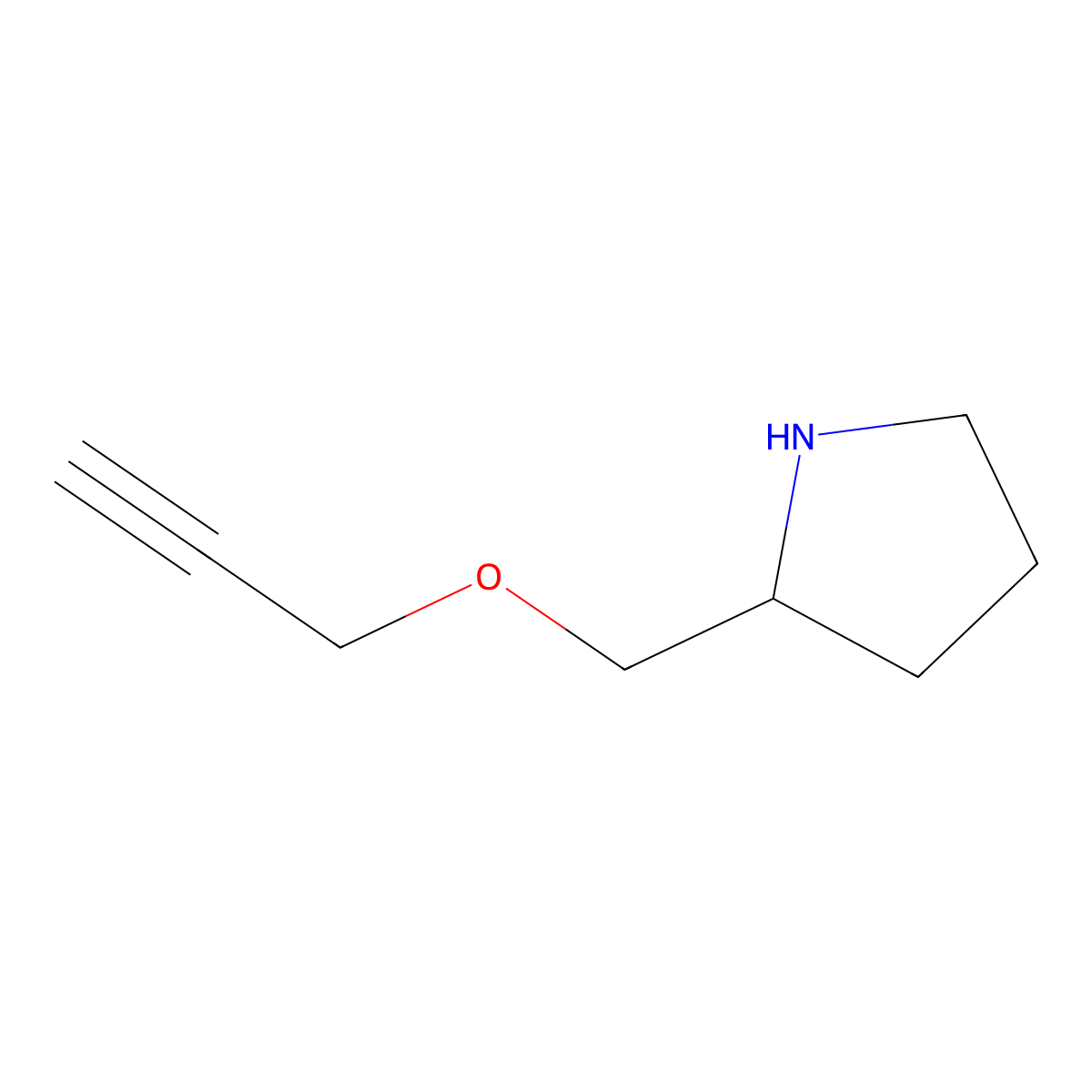(2R)-2-[(prop-2-yn-1-yloxy)methyl]pyrrolidine molecular structure, CAS 2290839-01-7