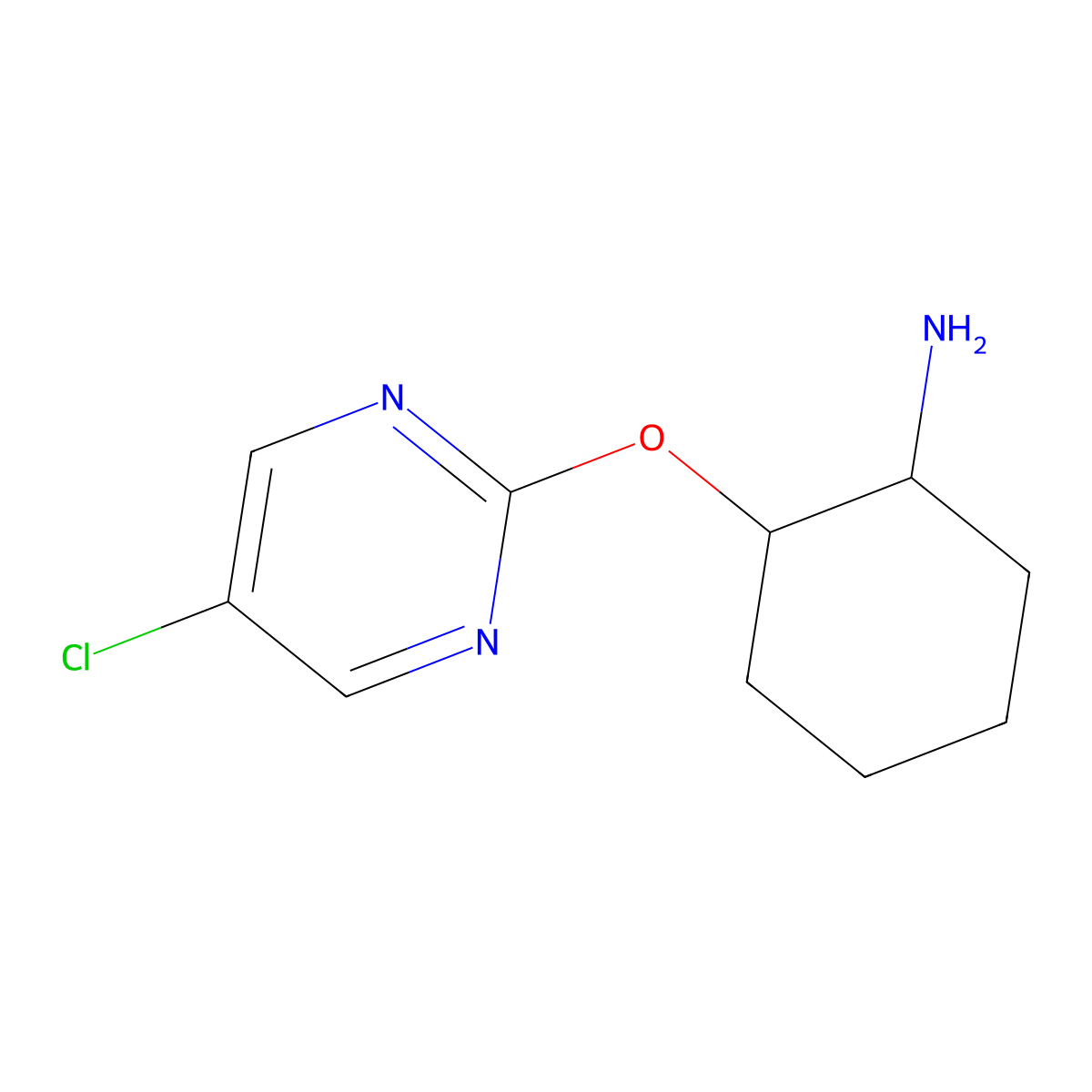 (1R,2R)-2-[(5-chloropyrimidin-2-yl)oxy]cyclohexan-1-amine molecular structure, CAS 2290853-51-7