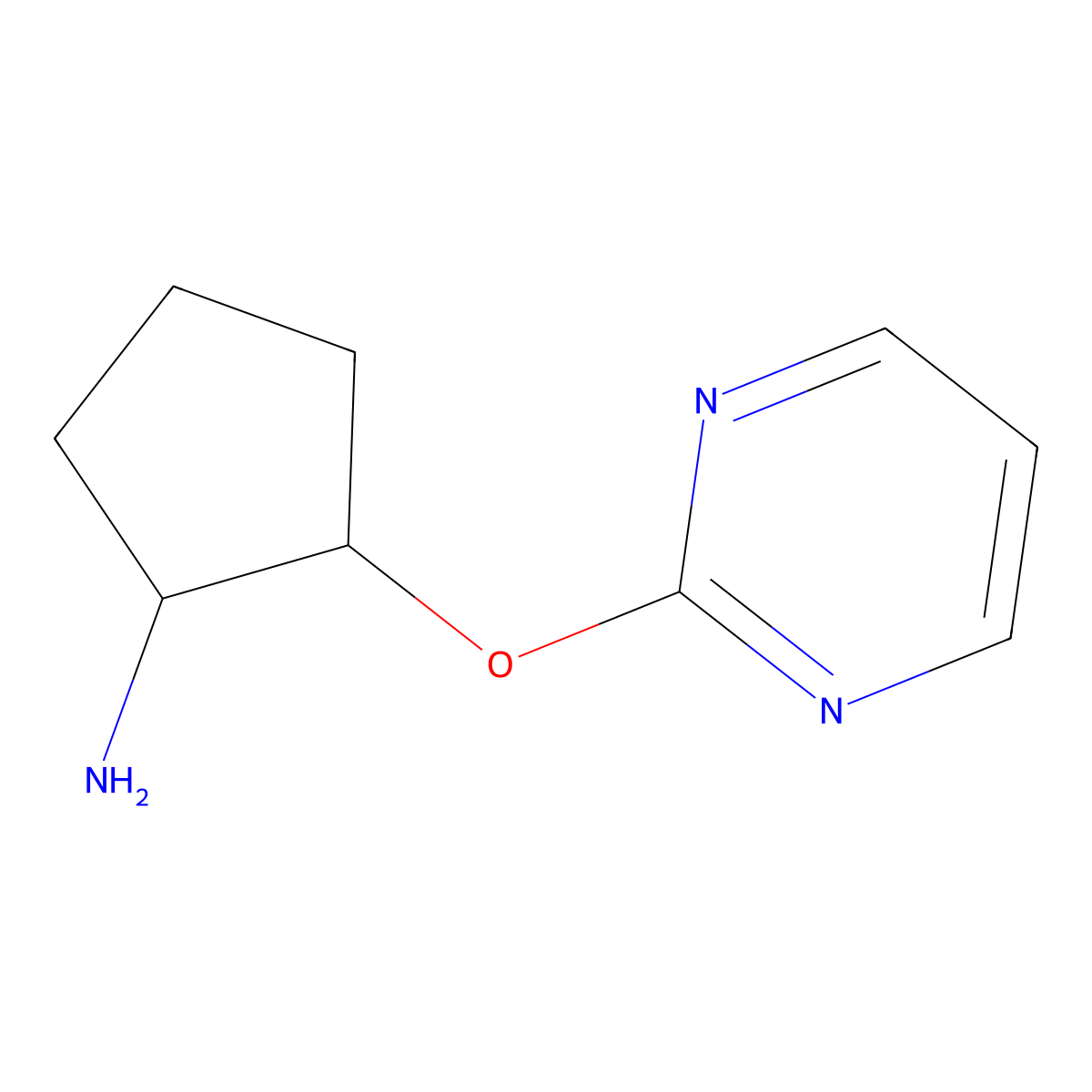 (1R,2R)-2-(pyrimidin-2-yloxy)cyclopentan-1-amine molecular structure, CAS 2290872-08-9