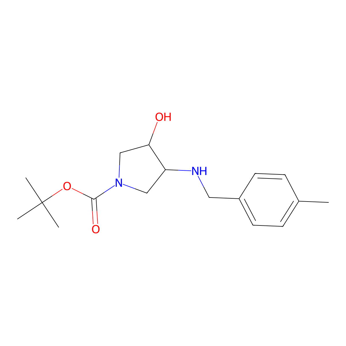 tert-butyl (3R,4R)-3-hydroxy-4-{[(4-methylphenyl)methyl]amino}pyrrolidine-1-carboxylate molecular structure, CAS 2290878-23-6