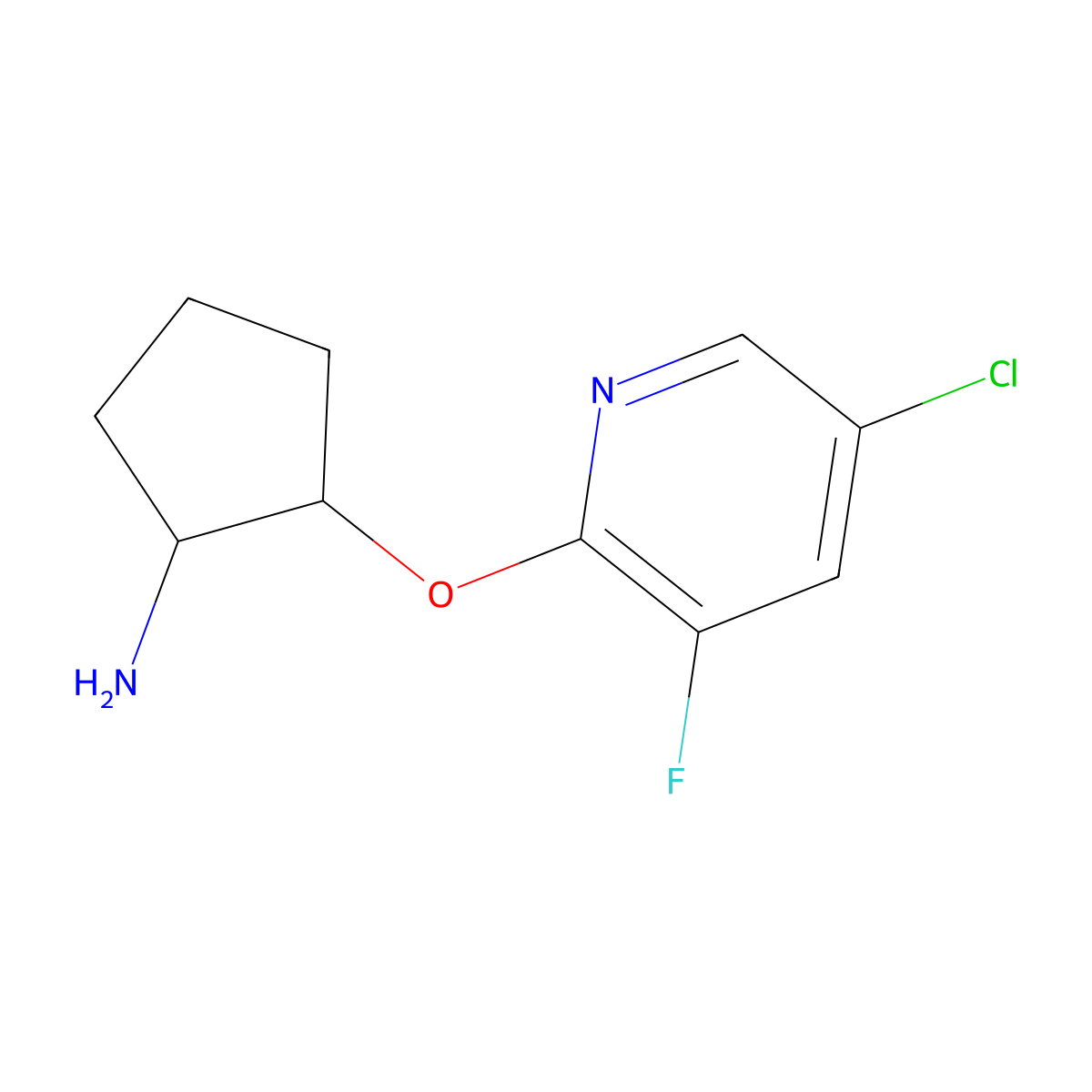 (1R,2R)-2-[(5-chloro-3-fluoropyridin-2-yl)oxy]cyclopentan-1-amine molecular structure, CAS 2290901-91-4