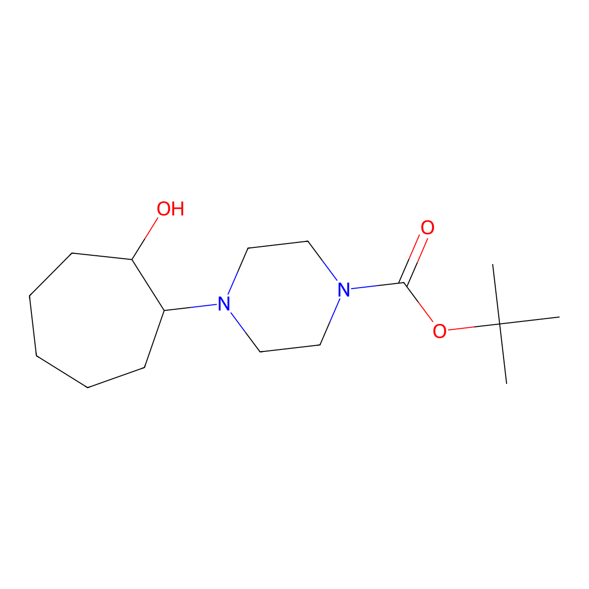 rac-tert-butyl 4-[(1R,2R)-2-hydroxycycloheptyl]piperazine-1-carboxylate molecular structure, CAS 2290926-64-4