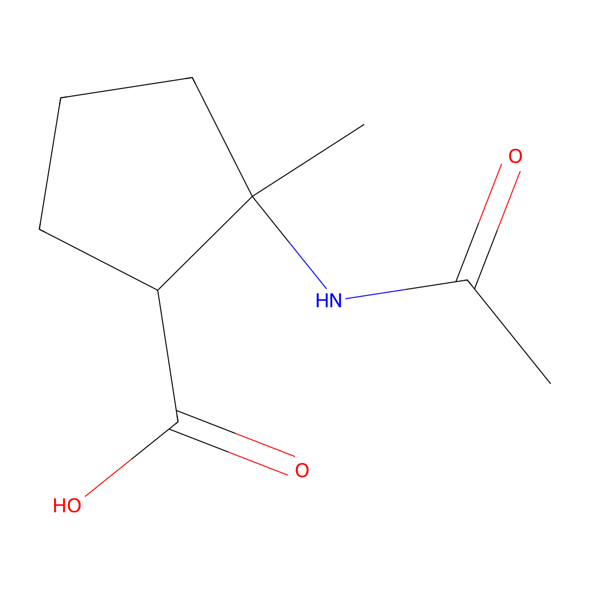 rac-(1R,2S)-2-acetamido-2-methylcyclopentane-1-carboxylic acid molecular structure, CAS 2290938-60-0