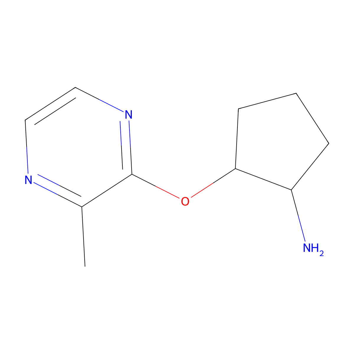(1R,2R)-2-[(3-methylpyrazin-2-yl)oxy]cyclopentan-1-amine molecular structure, CAS 2290951-01-6