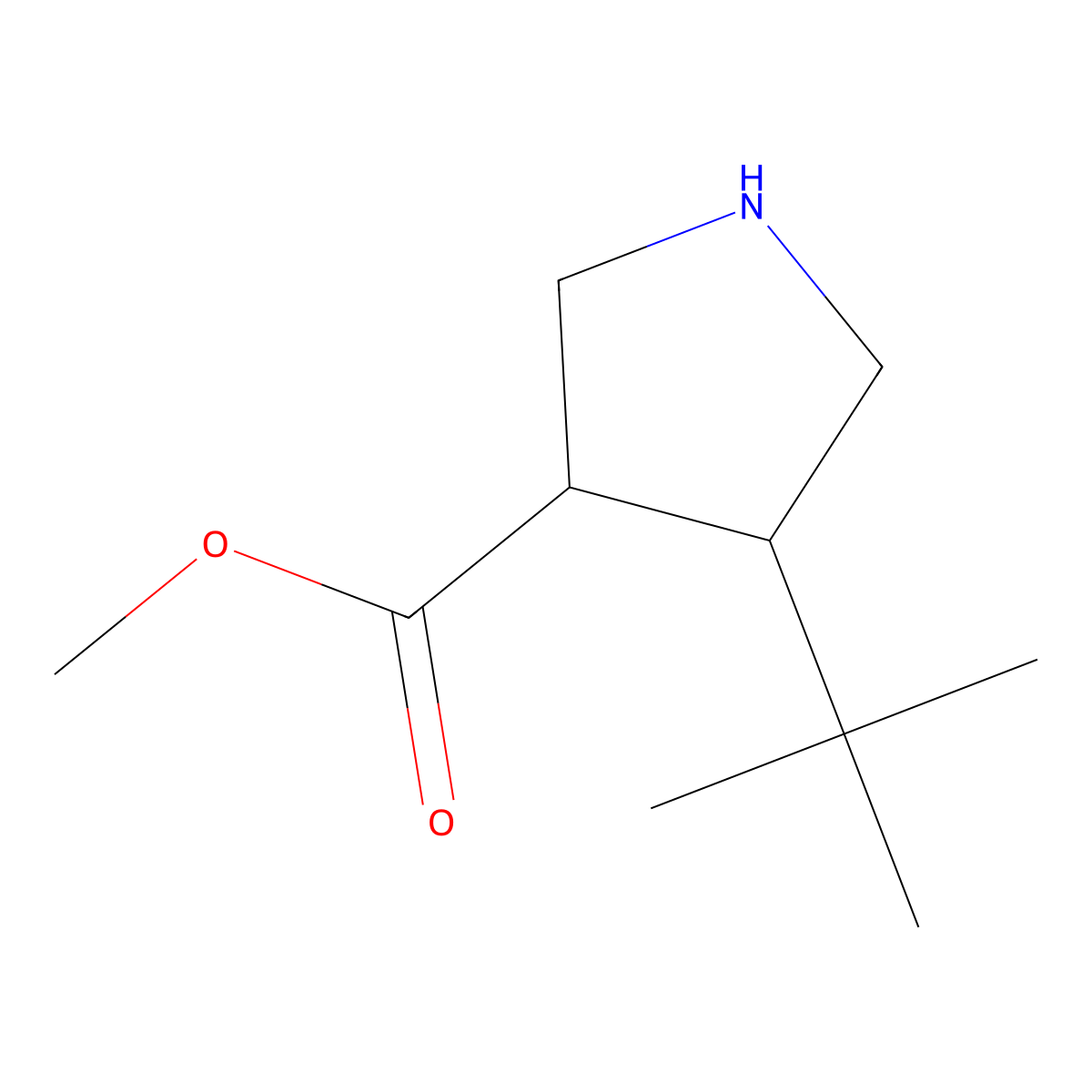 rac-methyl (3R,4S)-4-tert-butylpyrrolidine-3-carboxylate molecular structure, CAS 2290971-24-1