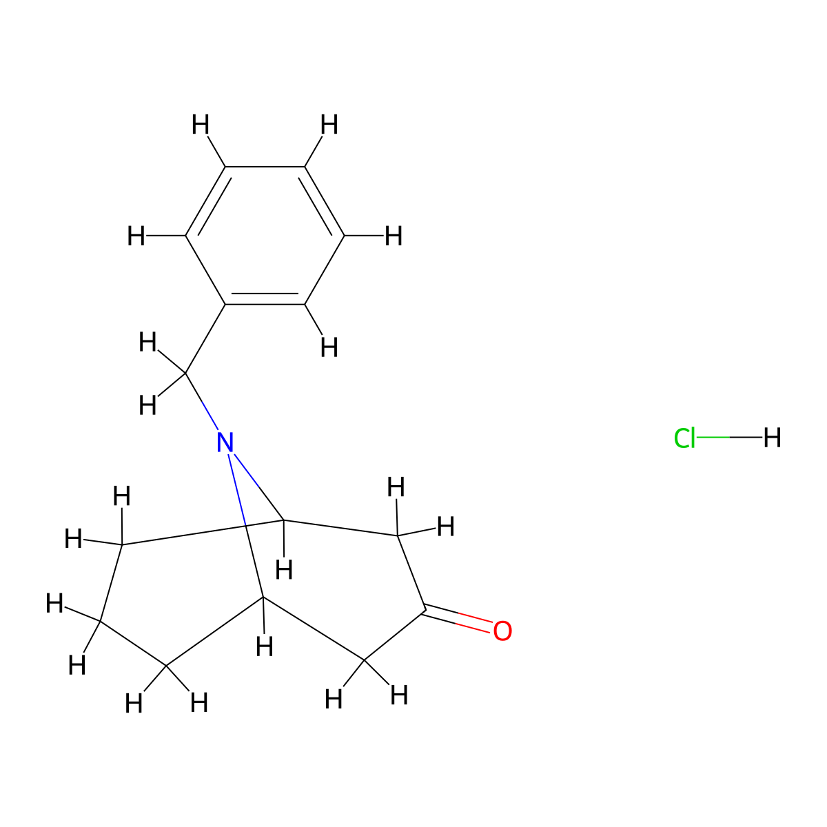 9-Benzyl-9-azabicyclo[3.3.1]nonan-3-one hydrochloride molecular structure, CAS 2291-59-0