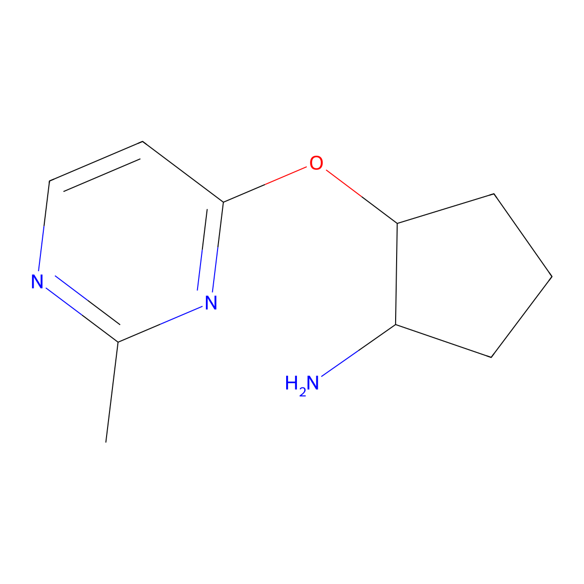 (1R,2R)-2-[(2-methylpyrimidin-4-yl)oxy]cyclopentan-1-amine molecular structure, CAS 2291012-62-7