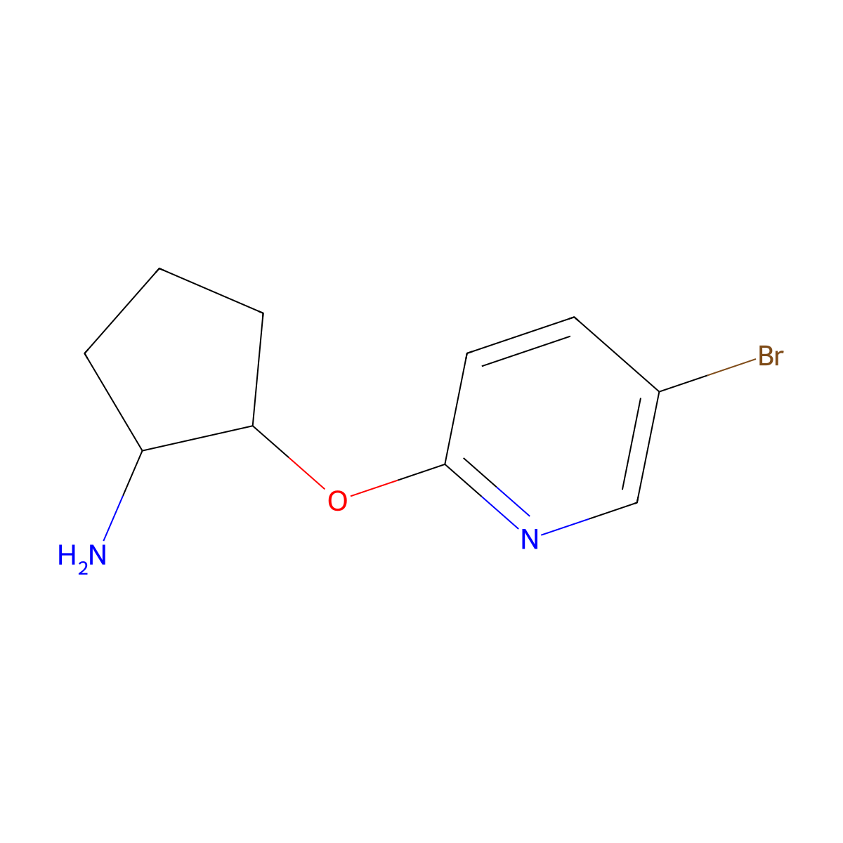 (1R,2R)-2-[(5-bromopyridin-2-yl)oxy]cyclopentan-1-amine molecular structure, CAS 2291012-67-2
