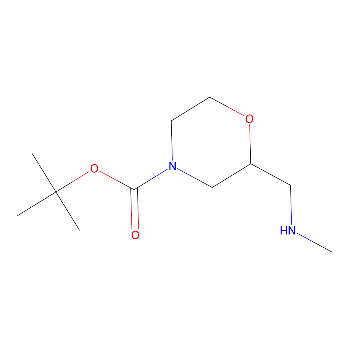 tert-butyl (S)-2-((methylamino)methyl)morpholine-4-carboxylate molecular structure, CAS 2291045-13-9