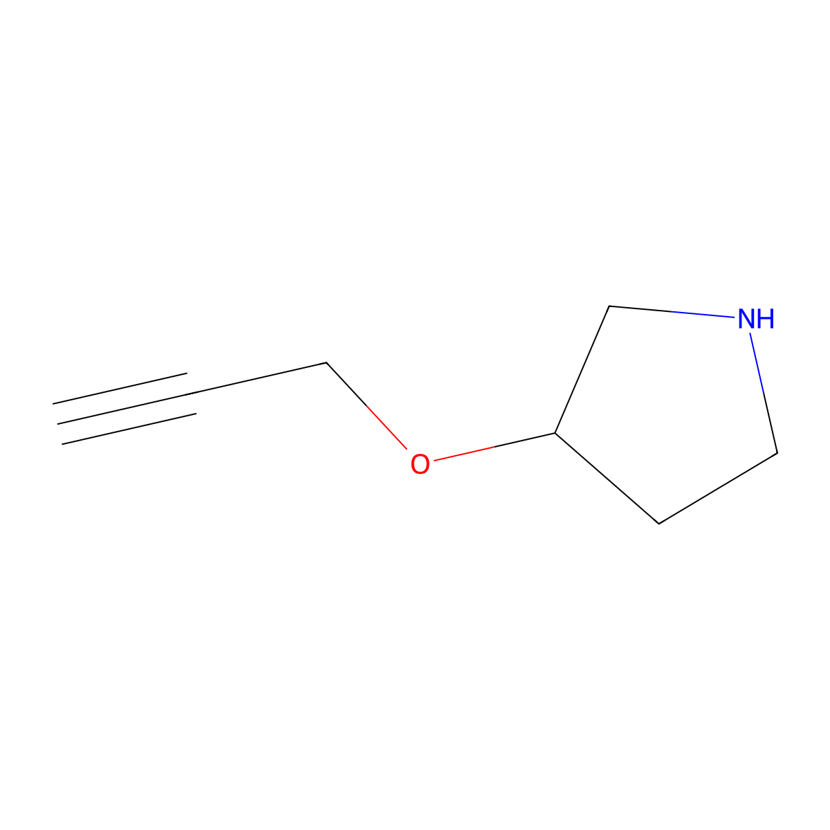 (3R)-3-(prop-2-yn-1-yloxy)pyrrolidine molecular structure, CAS 2291098-25-2