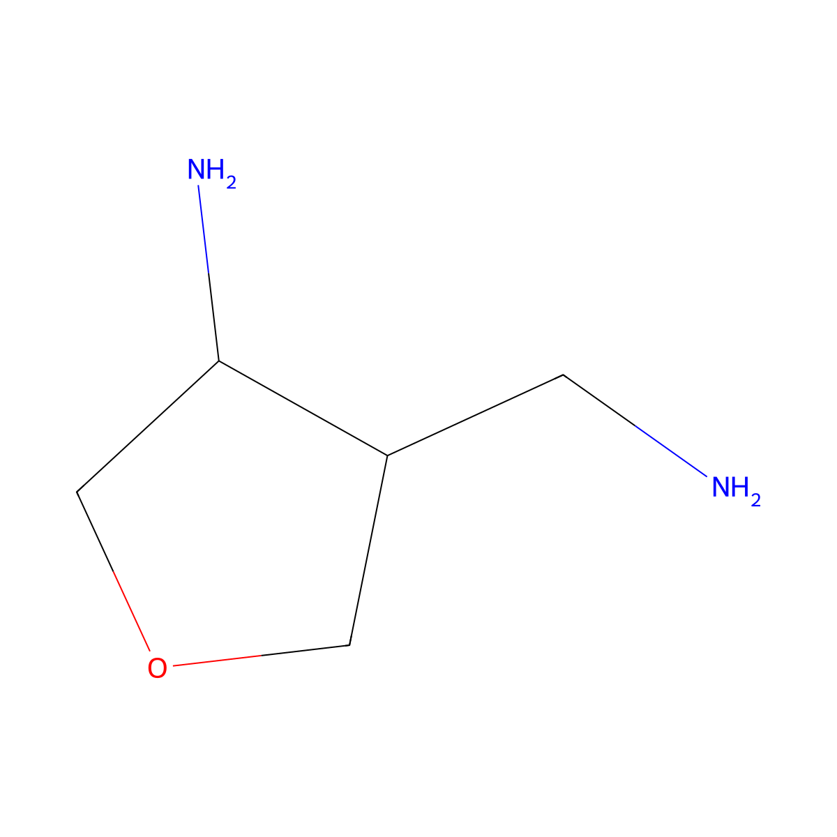 rac-(3R,4S)-4-(aminomethyl)oxolan-3-amine molecular structure, CAS 2291143-01-4