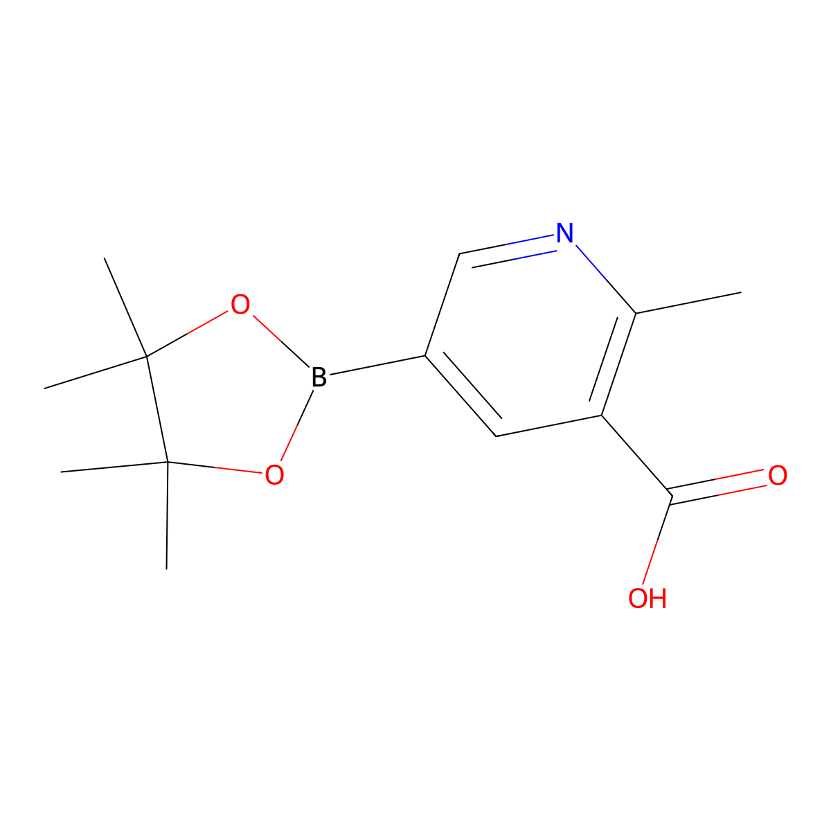 2-Methyl-5-(4,4,5,5-tetramethyl-1,3,2-dioxaborolan-2-yl)nicotinic acid molecular structure, CAS 2291165-16-5