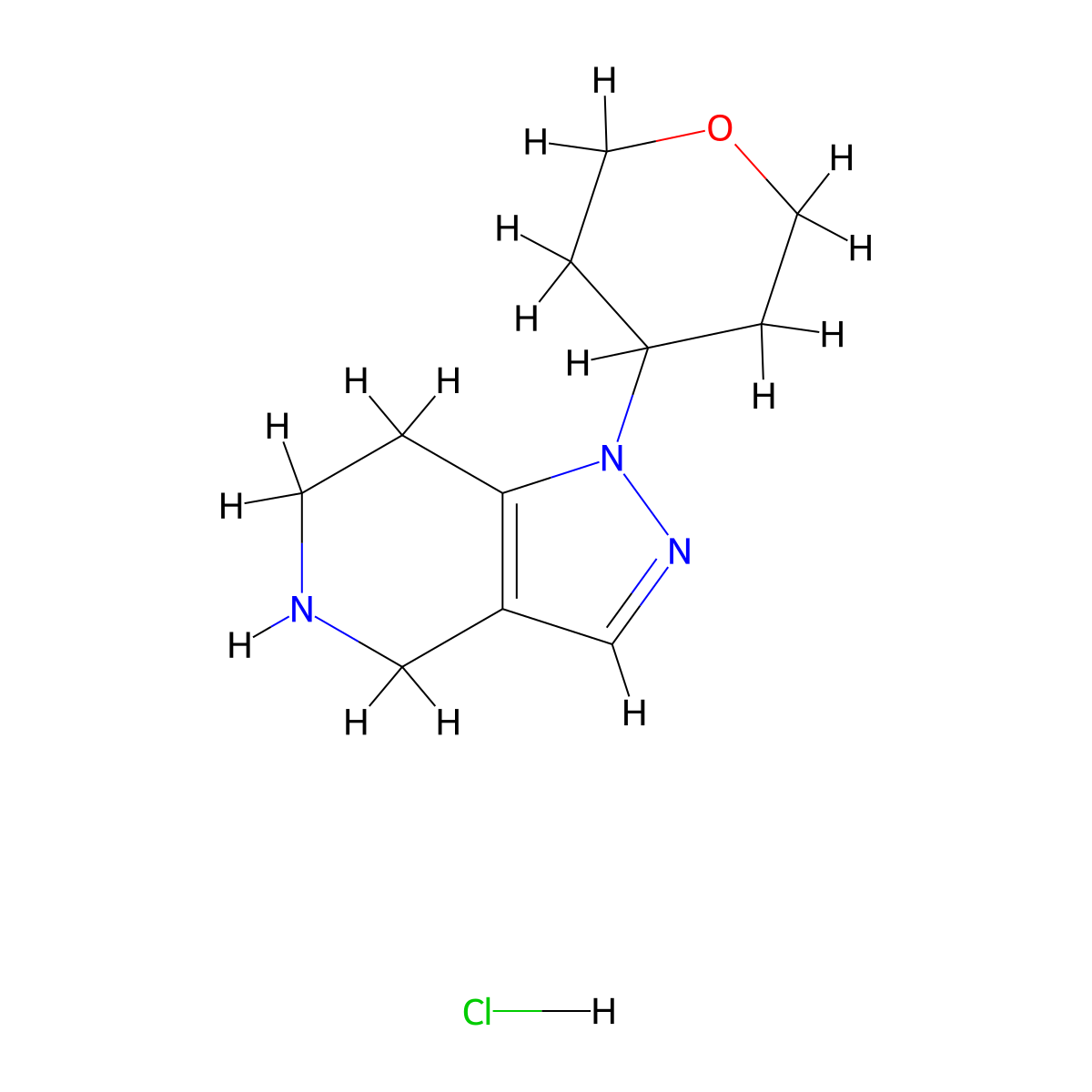 1-(Oxan-4-yl)-1H,4H,5H,6H,7H-pyrazolo[4,3-c]pyridine hydrochloride molecular structure, CAS 2291182-01-7