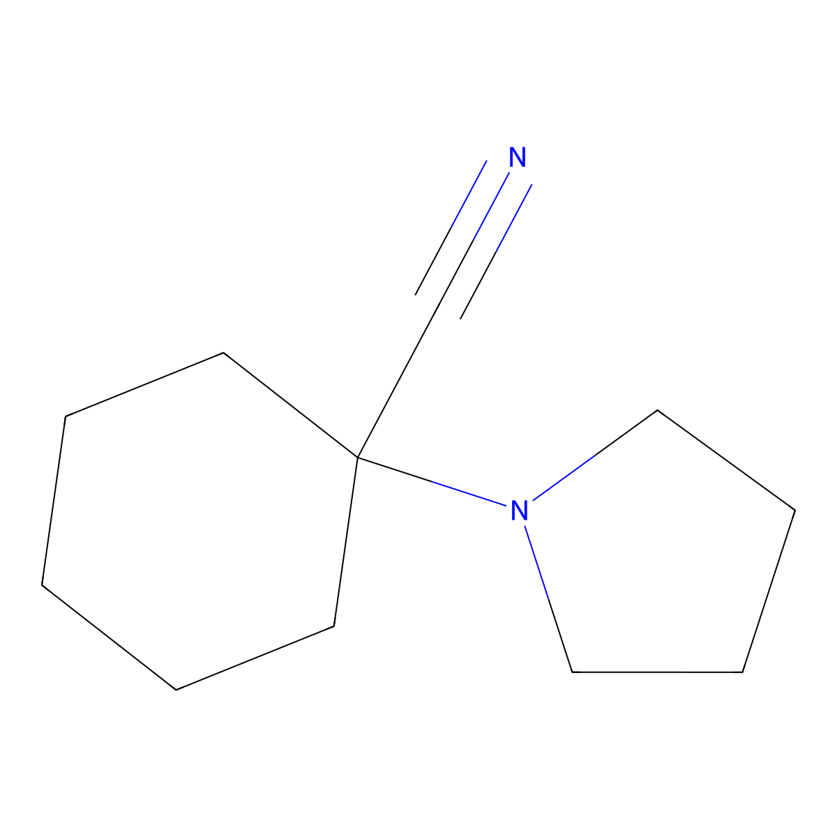 1-Pyrrolidinocyclohexanecarbonitrile molecular structure, CAS 22912-25-0