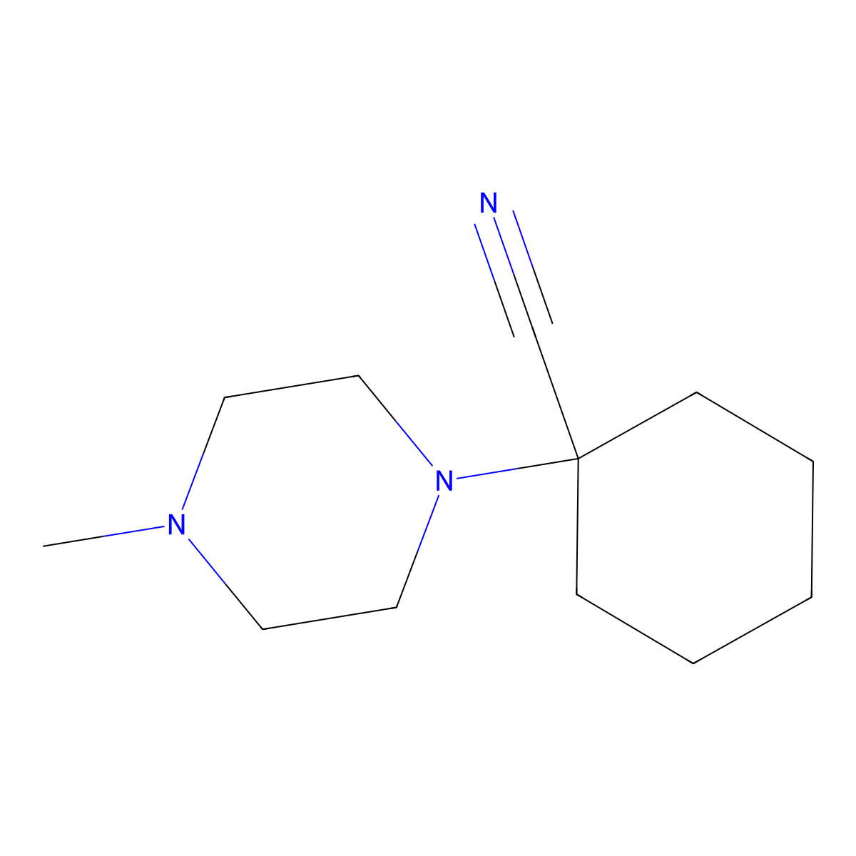 1-(1-Cyano-cyclohexyl)-4-methyl-piperazine molecular structure, CAS 22912-29-4