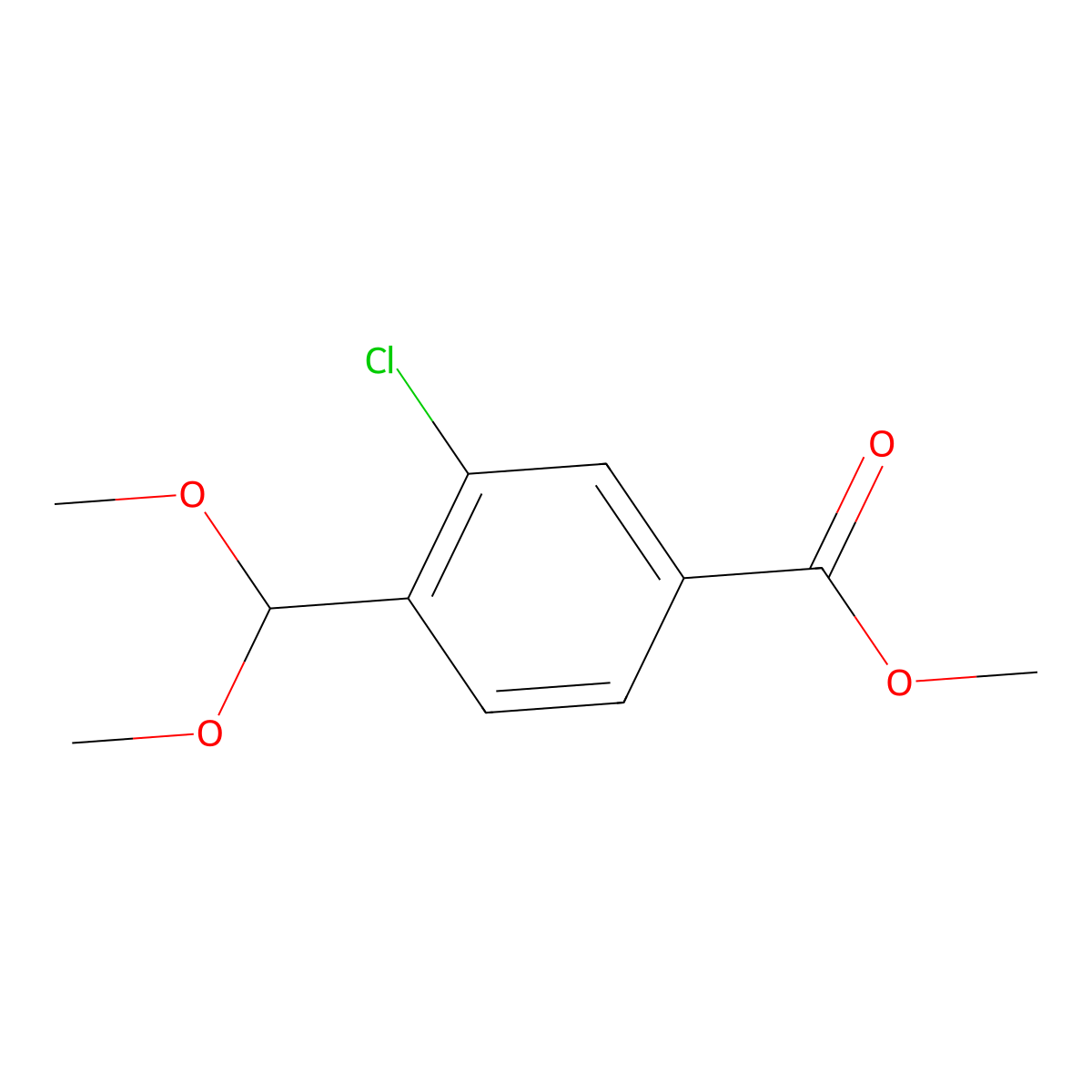 Methyl 3-chloro-4-(dimethoxymethyl)benzoate molecular structure, CAS 2291265-71-7