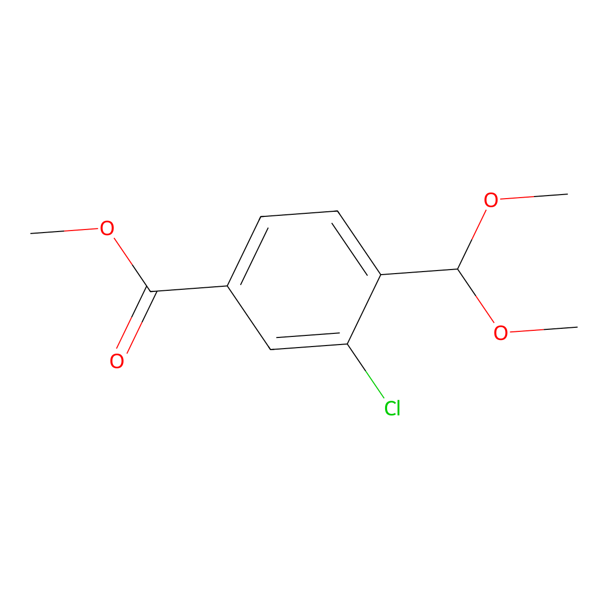 Methyl 3-chloro-4-(dimethoxymethyl)benzoate molecular structure, CAS 2291265-71-7