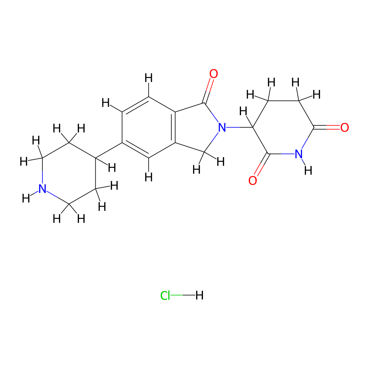 3-(1-Oxo-5-(piperidin-4-YL)isoindolin-2-YL)piperidine-2,6-dione hydrochloride molecular structure, CAS 2291360-60-4