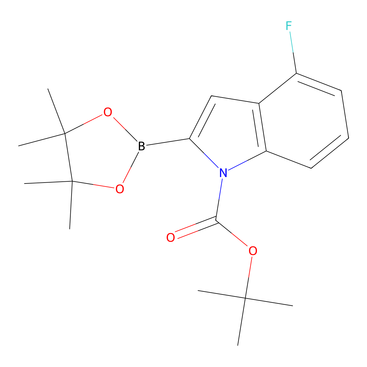 tert-Butyl 4-fluoro-2-(4,4,5,5-tetramethyl-1,3,2-dioxaborolan-2-yl)-1H-indole-1-carboxylate molecular structure, CAS 2291372-28-4