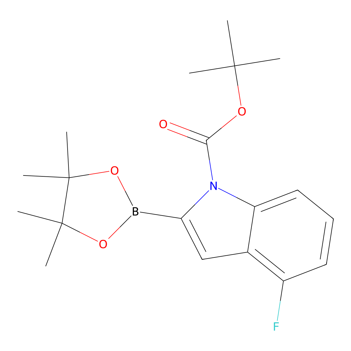 tert-Butyl 4-fluoro-2-(4,4,5,5-tetramethyl-1,3,2-dioxaborolan-2-yl)-1H-indole-1-carboxylate molecular structure, CAS 2291372-28-4