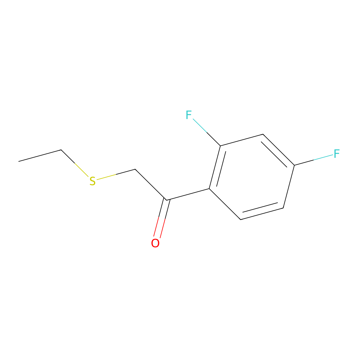 1-(2,4-Difluorophenyl)-2-(ethylthio)ethan-1-one molecular structure, CAS 229153-21-3