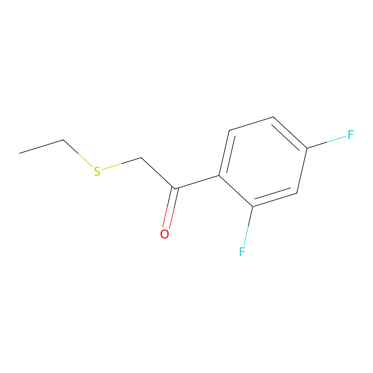 1-(2,4-Difluorophenyl)-2-(ethylthio)ethan-1-one molecular structure, CAS 229153-21-3