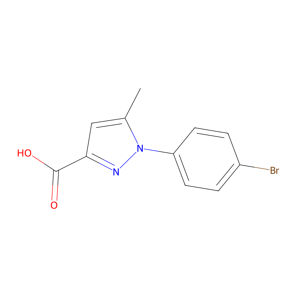 1-(4-Bromophenyl)-5-methyl-1H-pyrazole-3-carboxylic acid molecular structure, CAS 229163-39-7