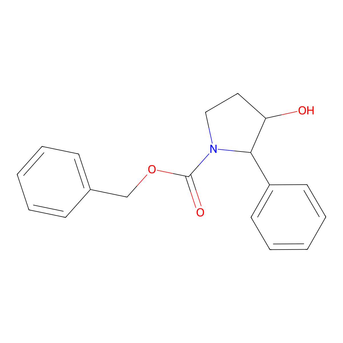 rac-benzyl (2R,3R)-3-hydroxy-2-phenylpyrrolidine-1-carboxylate molecular structure, CAS 229171-89-5