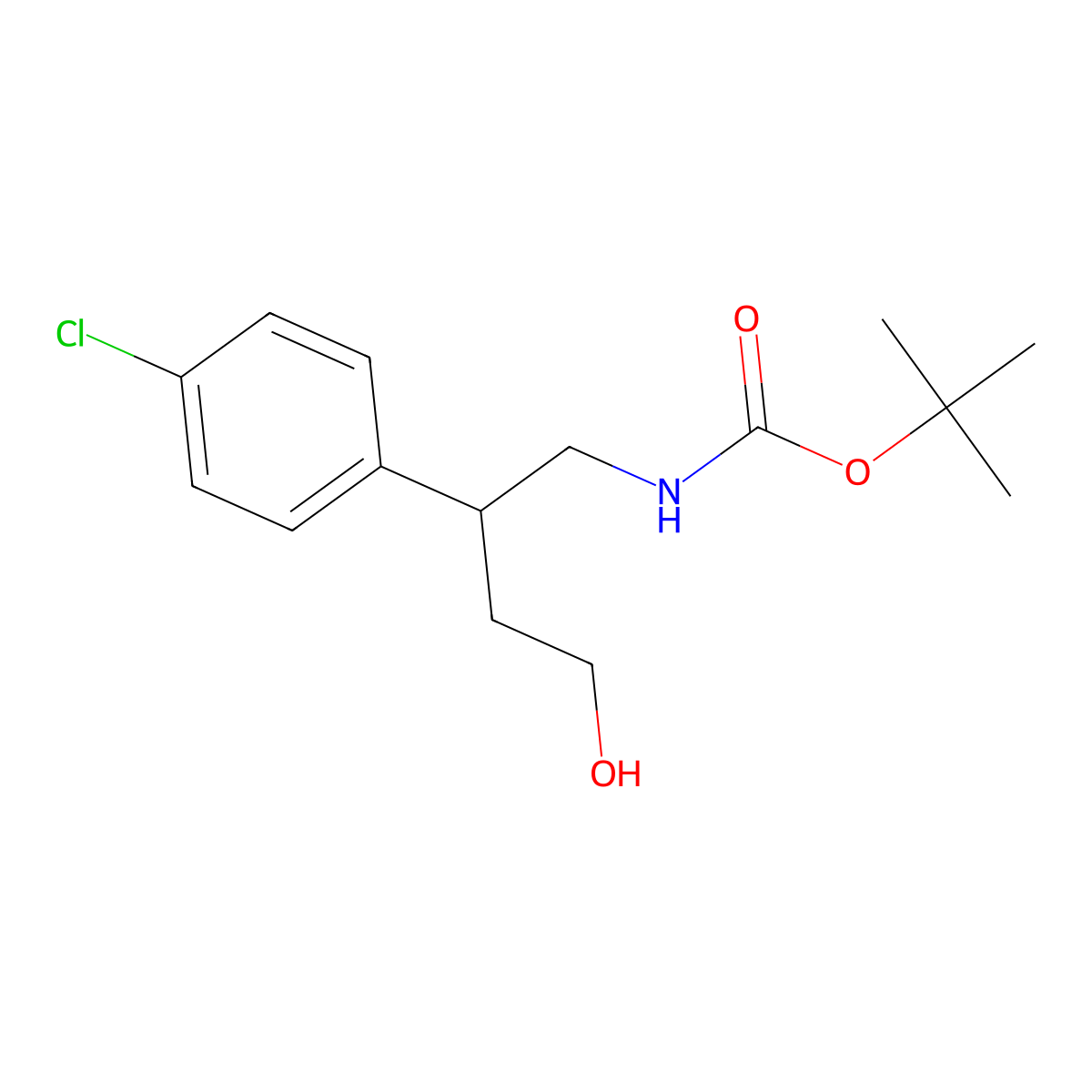 tert-Butyl (2-(4-chlorophenyl)-4-hydroxybutyl)carbamate molecular structure, CAS 229182-24-5