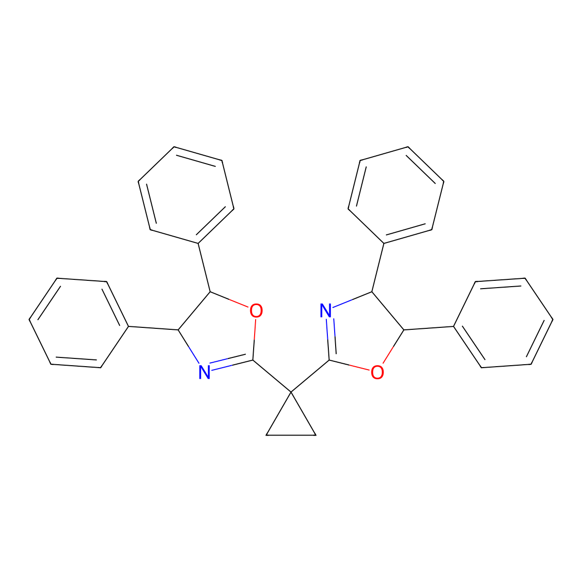 (4R,4'R,5S,5'S)-2,2'-Cyclopropylidenebis[4,5-dihydro-4,5-diphenyloxazole] molecular structure, CAS 229184-96-7