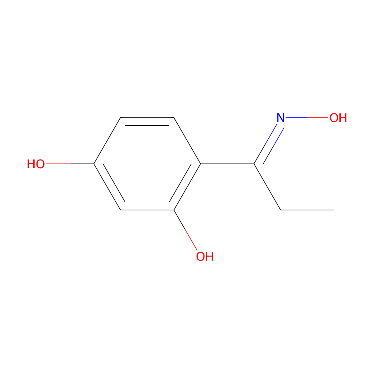 1-Propanone, 1-(2,4-dihydroxyphenyl)-, oxime molecular structure, CAS 22919-58-0