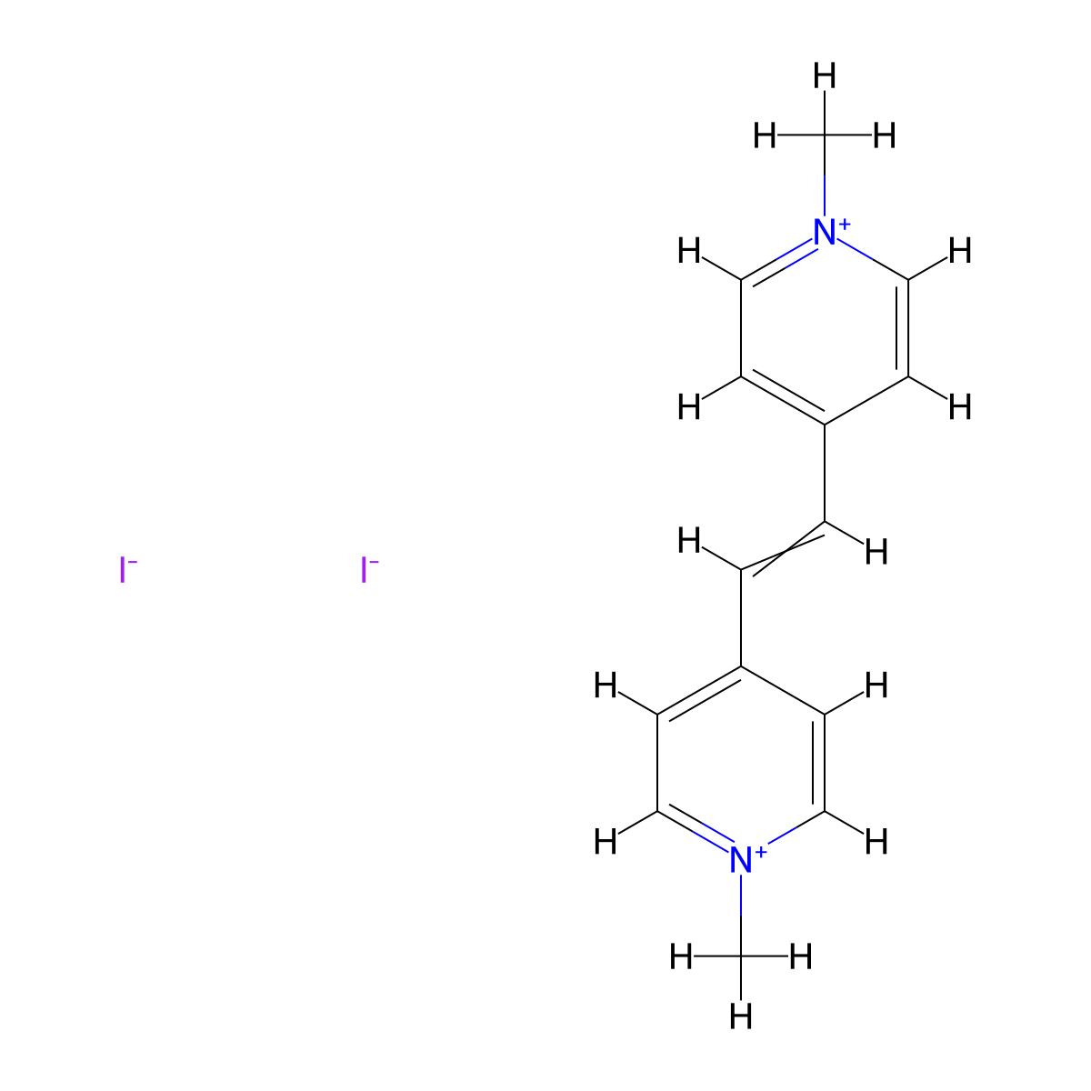 4,4'-(Ethene-1,2-diyl)bis(1-methylpyridin-1-ium) diiodide molecular structure, CAS 22919-72-8