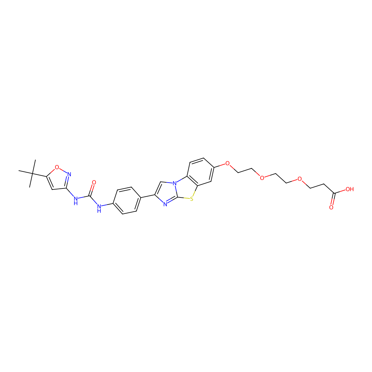 Desmorpholinyl Quizartinib-PEG2-COOH molecular structure, CAS 2292116-14-2