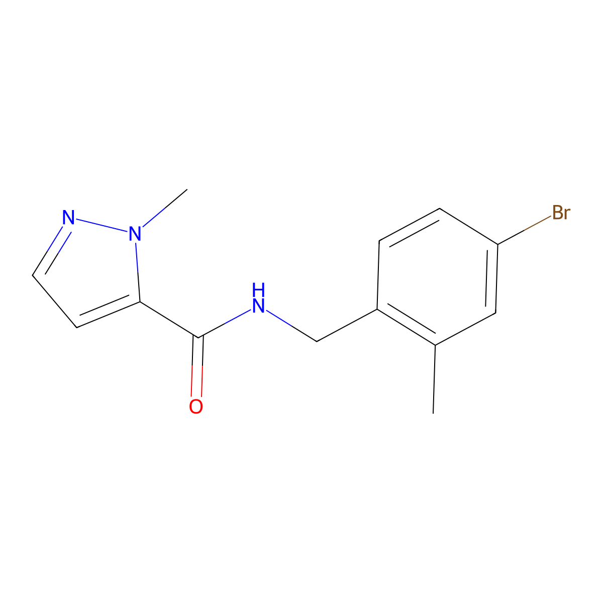 N-(4-bromo-2-methylbenzyl)-1-methyl-1H-pyrazole-5-carboxamide molecular structure, CAS 2292124-58-2