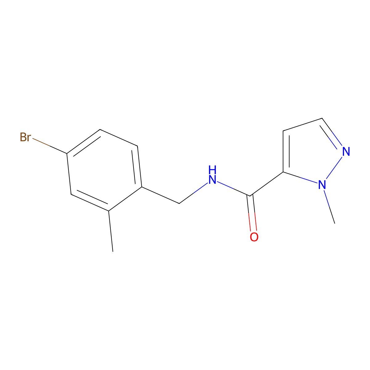 N-(4-bromo-2-methylbenzyl)-1-methyl-1H-pyrazole-5-carboxamide molecular structure, CAS 2292124-58-2